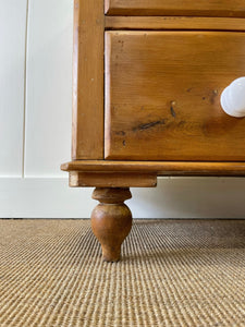 An Antique English Pine Chest of Drawers Dresser with Porcelain Knobs c1890