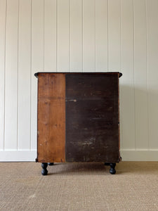 A Large English Ebonized Black Chest of Drawers Dresser on Tulip Feet c1890