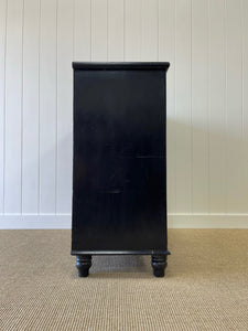 A Large English Ebonized Pine Black Chest of Drawers Dresser c1890