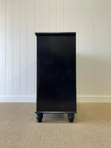 A Large English Ebonized Pine Black Chest of Drawers Dresser c1890