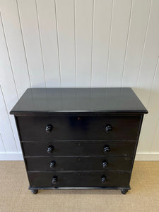 A Large English Ebonized Pine Black Chest of Drawers Dresser c1890