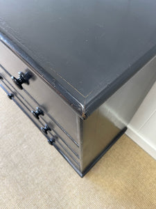 A Large English Ebonized Pine Black Chest of Drawers Dresser c1890