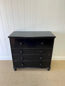 A Large English Ebonized Pine Black Chest of Drawers Dresser c1890