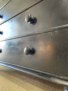 A Large English Ebonized Pine Black Chest of Drawers Dresser c1890