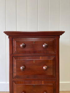 An Narrow Antique English Mahogany Chest of Drawers c1890