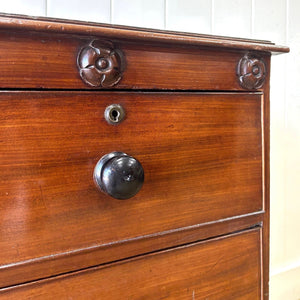 An Antique English Mahogany Chest of Drawers Dresser Tulip Feet c1890