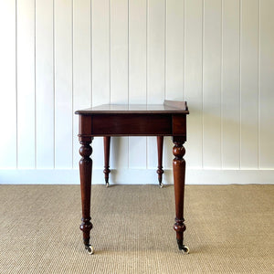 Antique English Country Mahogany Library Table Desk on Castors c1890