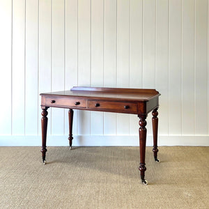 Antique English Country Mahogany Library Table Desk on Castors c1890