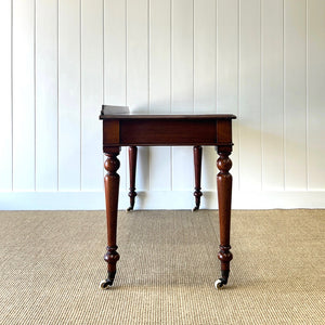 Antique English Country Mahogany Library Table Desk on Castors c1890