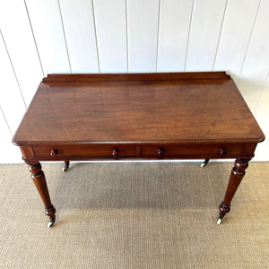 Antique English Country Mahogany Library Table Desk on Castors c1890