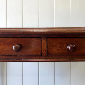 Antique English Country Mahogany Library Table Desk on Castors c1890