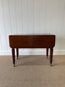 English Mahogany Drop Leaf Table on Casters c1890