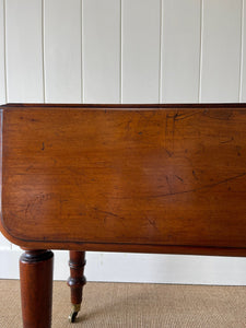 English Mahogany Drop Leaf Table on Casters c1890