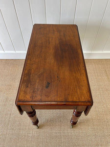 English Mahogany Drop Leaf Table on Casters c1890