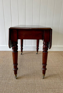 English Mahogany Drop Leaf Table on Casters c1890