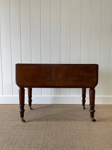 English Mahogany Drop Leaf Table on Casters c1890