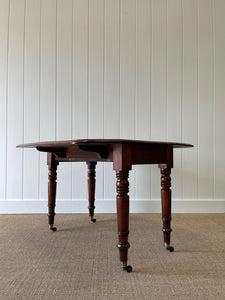 English Mahogany Drop Leaf Table on Casters c1890