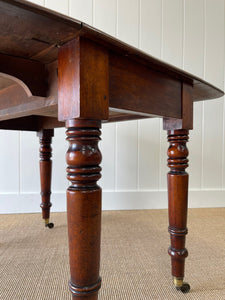 English Mahogany Drop Leaf Table on Casters c1890