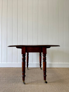 English Mahogany Drop Leaf Table on Casters c1890