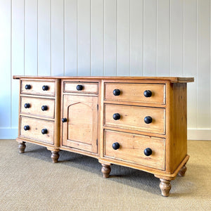 A Large English Country 7 Drawer Pine Buffet or Sideboard