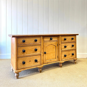 A Large English Country 7 Drawer Pine Buffet or Sideboard