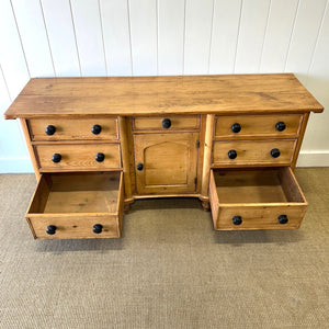 A Large English Country 7 Drawer Pine Buffet or Sideboard