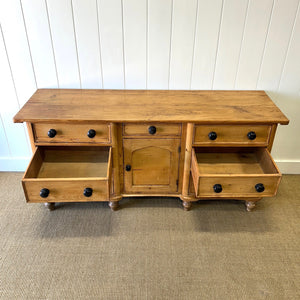 A Large English Country 7 Drawer Pine Buffet or Sideboard