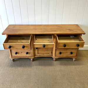 A Large English Country 7 Drawer Pine Buffet or Sideboard