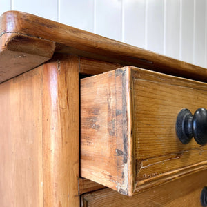 A Large English Country 7 Drawer Pine Buffet or Sideboard