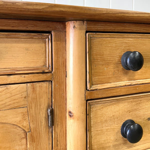 A Large English Country 7 Drawer Pine Buffet or Sideboard