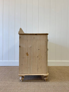 An Antique English Pine Chest of Drawers Dresser with Crystal Knobs c1890