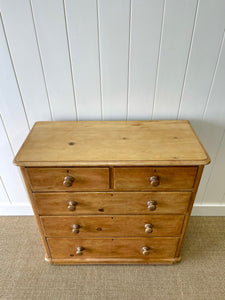 A Large  English Pine Chest of Drawers Dresser with Wooden Knobs c1890