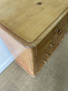 A Large  English Pine Chest of Drawers Dresser with Wooden Knobs c1890