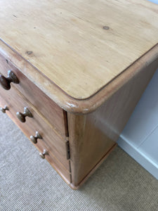 A Large  English Pine Chest of Drawers Dresser with Wooden Knobs c1890