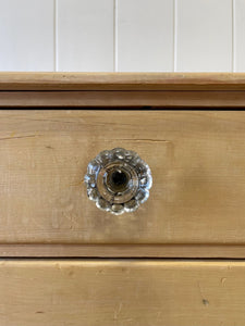 An Antique English Pine Chest of Drawers Dresser with Crystal Knobs c1890