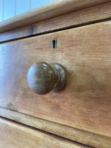 A Large  English Pine Chest of Drawers Dresser with Wooden Knobs c1890