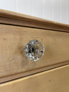 An Antique English Pine Chest of Drawers Dresser with Crystal Knobs c1890