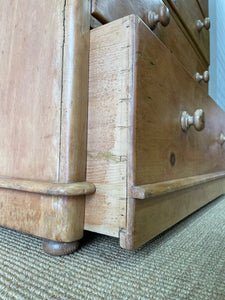 A Large  English Pine Chest of Drawers Dresser with Wooden Knobs c1890