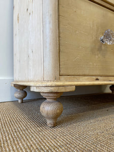 An Antique English Pine Chest of Drawers Dresser with Crystal Knobs c1890