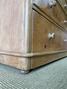 A Large  English Pine Chest of Drawers Dresser with Wooden Knobs c1890