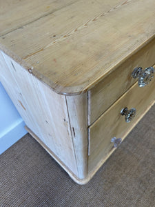 An Antique English Pine Chest of Drawers Dresser with Crystal Knobs c1890