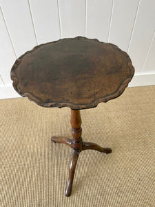 A Delicate English Mahogany Candlestick Table with Pie Crust Top c1790