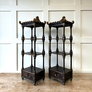 Pair of Vintage Chinoiserie Pagoda Shelves