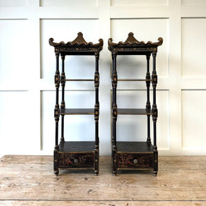 Pair of Vintage Chinoiserie Pagoda Shelves