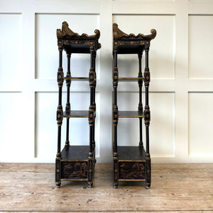 Pair of Vintage Chinoiserie Pagoda Shelves