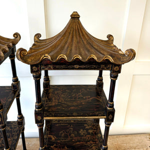 Pair of Vintage Chinoiserie Pagoda Shelves