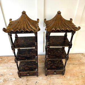 Pair of Vintage Chinoiserie Pagoda Shelves