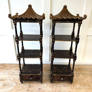 Pair of Vintage Chinoiserie Pagoda Shelves