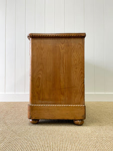 A Delightful Chip Carved English Pine Chest of Drawers Dresser with Glass Knobs c1890