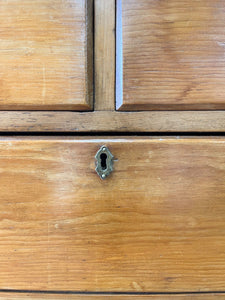 A Delightful Chip Carved English Pine Chest of Drawers Dresser with Glass Knobs c1890